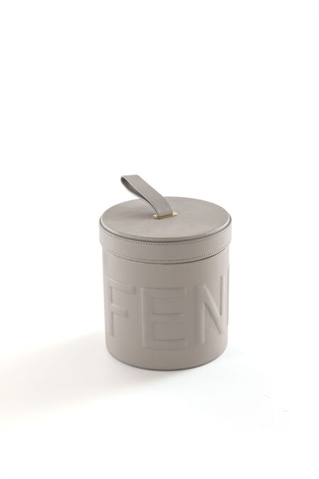 קופסת אחסון מעוצבת מבית Fendi בגוון אפור עם חריטת לוגו