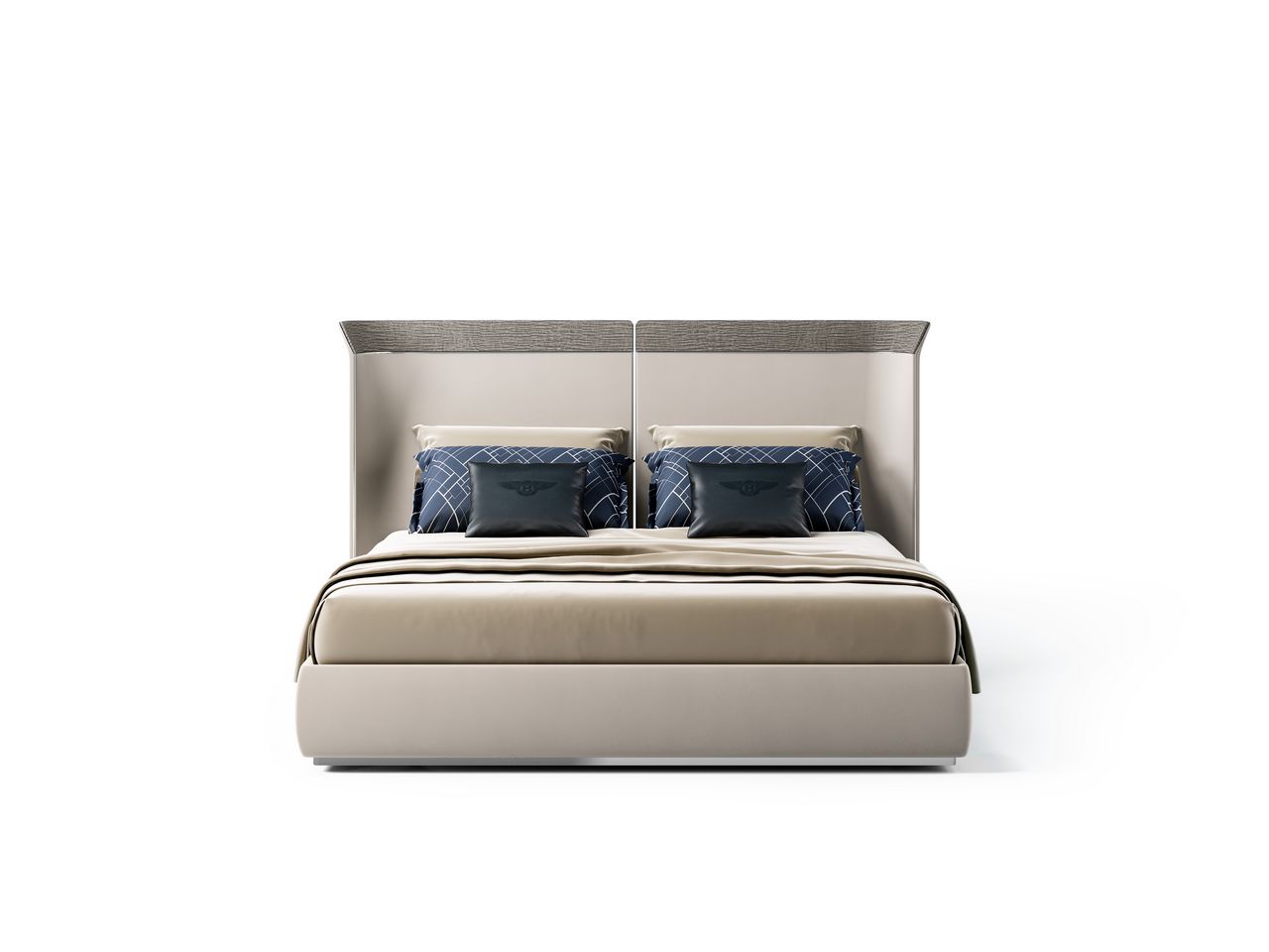 מיטה זוגית יוקרתית בעיצוב בנטלי, ראש מיטה גבוה וריפוד מוקפד